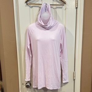 Athleta Pink Hooded Cowl Neck Longsleeve Top. Sz Small